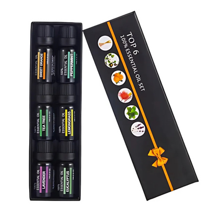 Set de 6 Aceites Esenciales de Aromaterapia – 100% Naturales (10 ml)