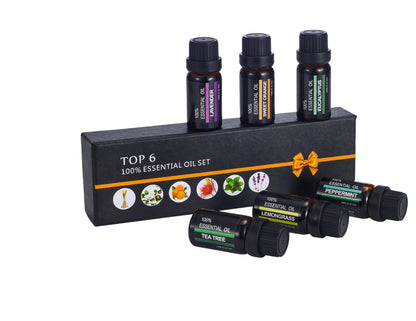 Set de 6 Aceites Esenciales de Aromaterapia – 100% Naturales (10 ml)